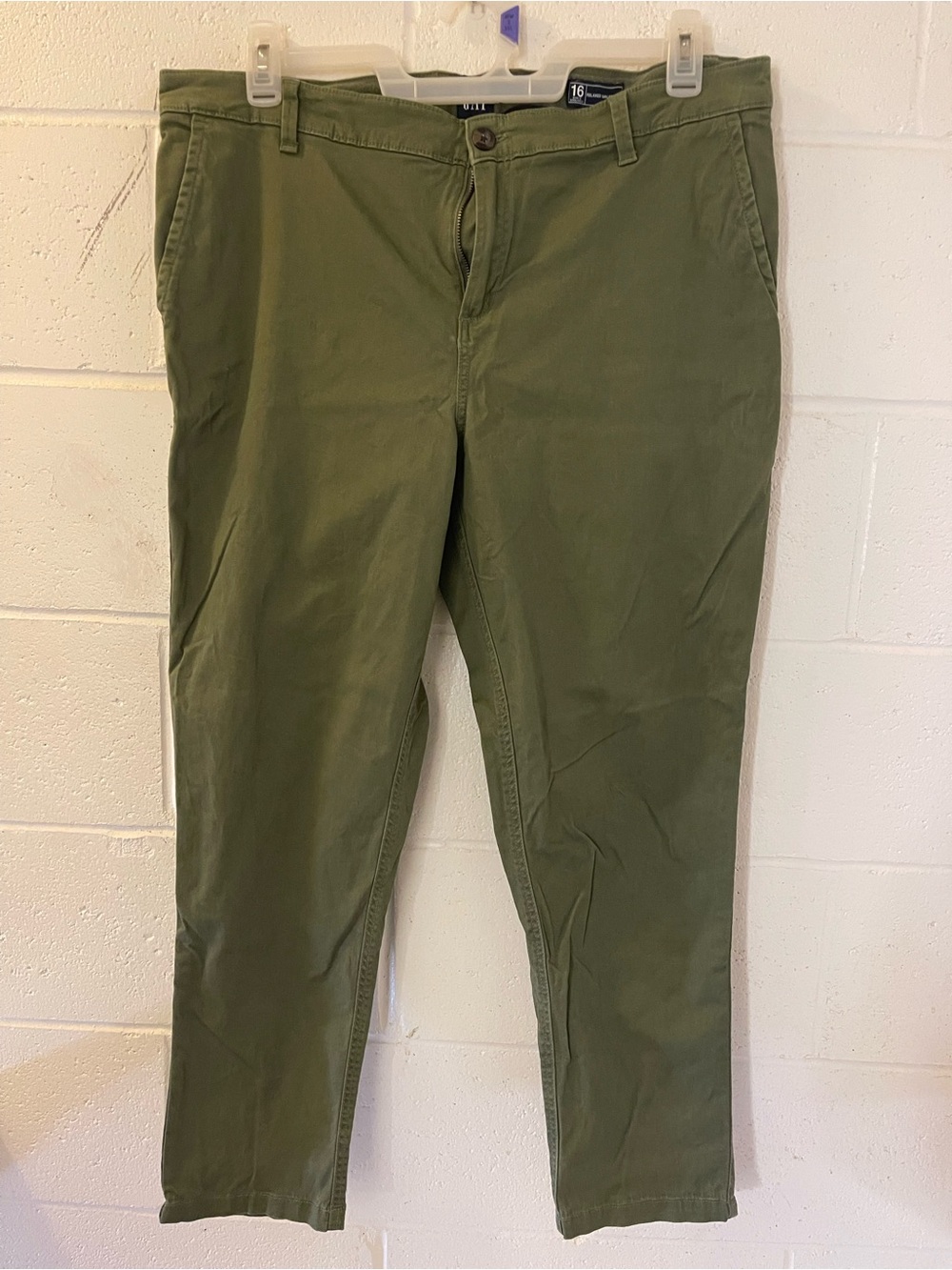 GAP Olive Green relaxed Girlfriend Straight-Leg 16